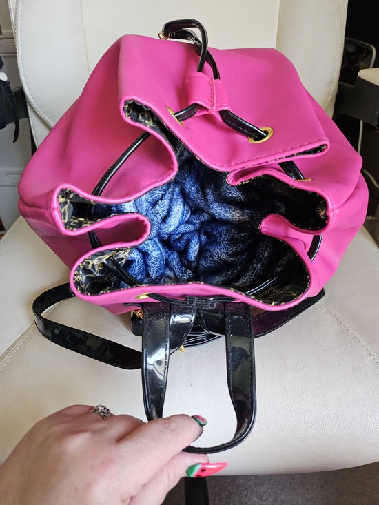 Juicy Couture Hot Pink Drawstring Backpack with Gold Accents main image 7
